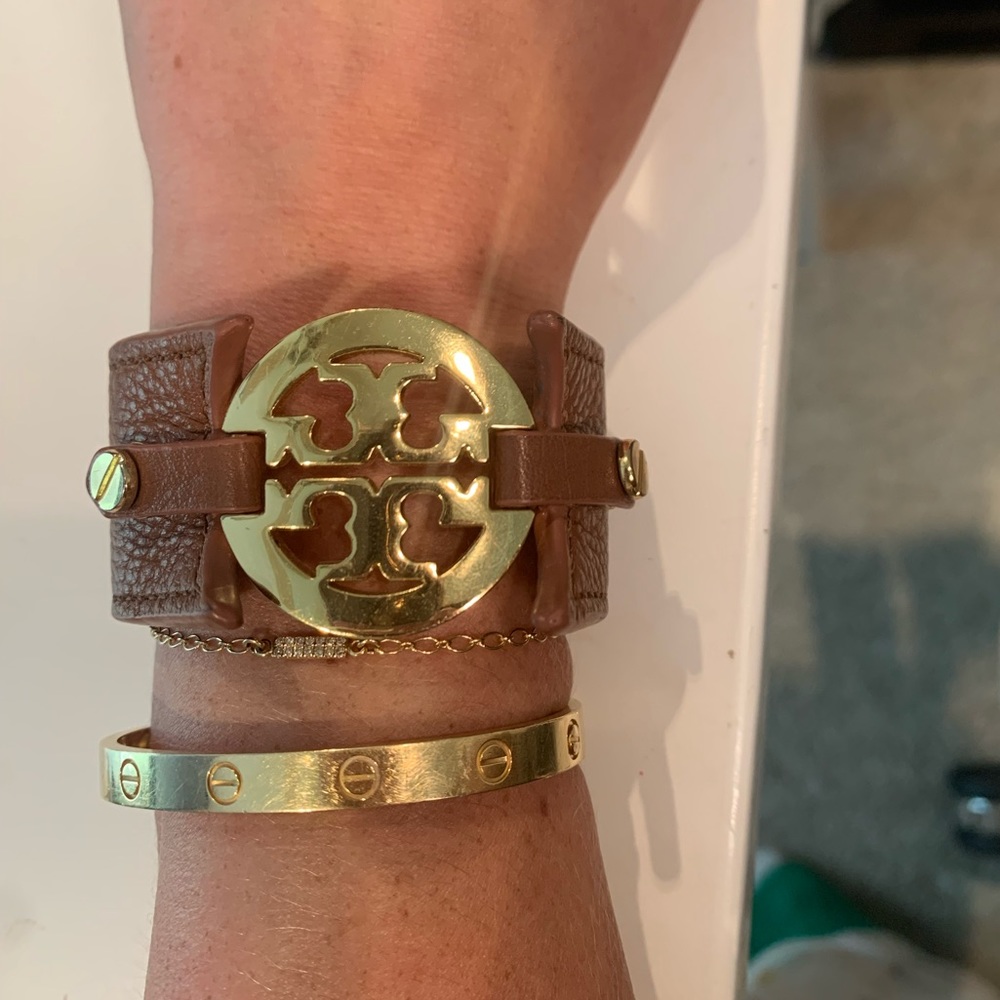 Tory Burch Leather Logo Cuff